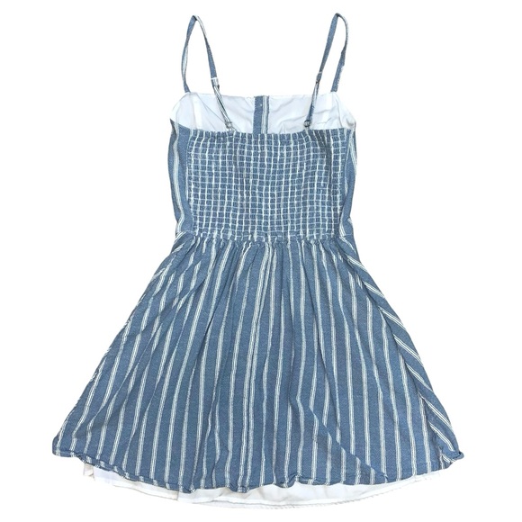 Hollister Striped Fit and Flare Mini Dress Small Spaghetti Strap Summer Linen - Picture 7 of 12